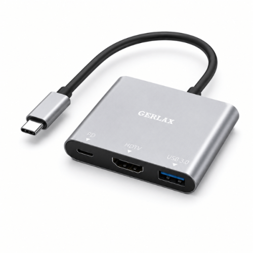 محول USB-C إلى HDMI 4K مع USB 3.0 وPD موديل GV-02 ماركة جيرلكس