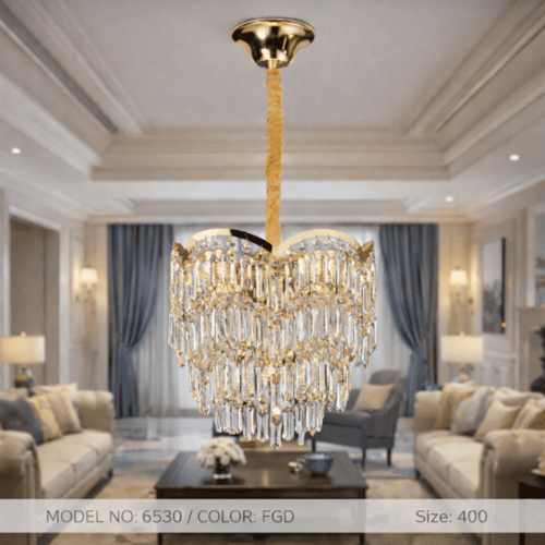 نجف كريستال كلاسيك ذهبي فاتح م/6530 ماركة بفكو