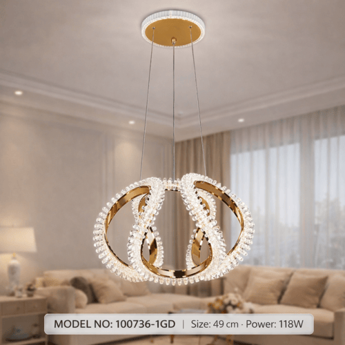 نجف ليد حلقات ملتفة مودرن ذهبي م/100736-1GD ماركة...