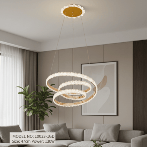 نجف ليد حلقات دائرية متداخلة مودرن ذهبي م/10033-1G...