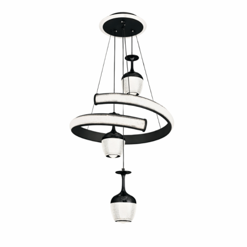 نجف ليد حلقات متداخلة مع وحدات إنارة مودرن أسود م/...