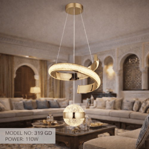 نجف ليد حلزوني مودرن ذهبي م/319 GD ماركة بفكو