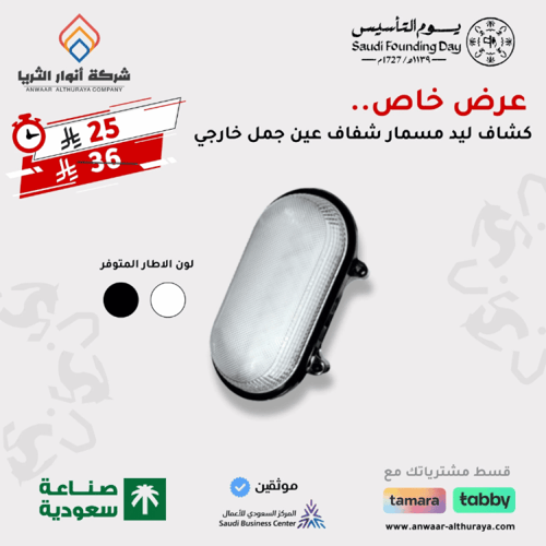 كشاف ليد مسمار عين جمل خارجي 30 واط IP65 شفاف مارك...