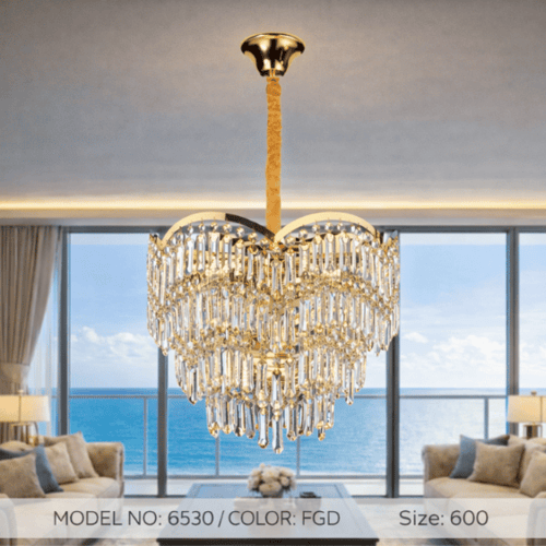 نجف كريستال كلاسيك ذهبي فاتح م/6530 ماركة بفكو