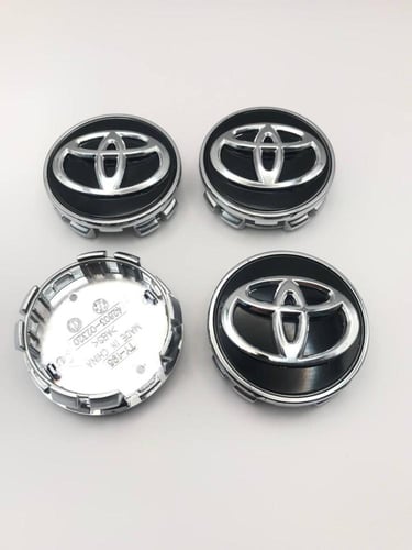 طقم اغطية جنوط كامري لون اسود مع اطار كروم - 62 مل...