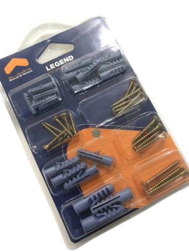 مجموعة براغي بمقاسات مختلفة مع فيشر