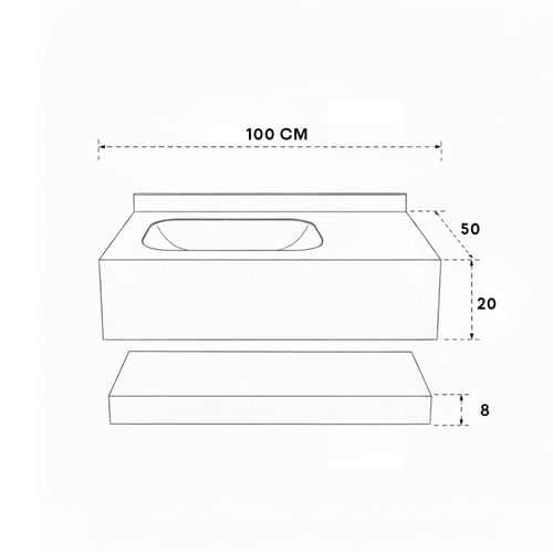 مغسلة بورسلان حوض سيراميك ليزر OS176 المقاس 100 سم...