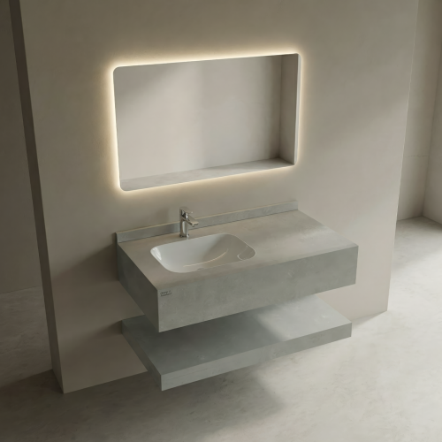 "مغسلة بورسلان حوض ليزر OS176 مقاس 100 سم رمادي من...