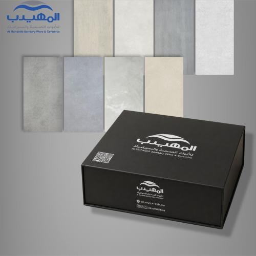حقيبة عينات-بورسلان تصاميم والوان رمادي