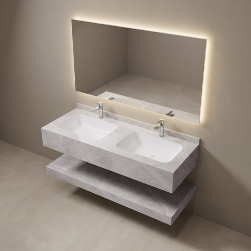 "مغسلة بورسلان حوض ليزر ابيض رخامي لامع OS176 مقاس...