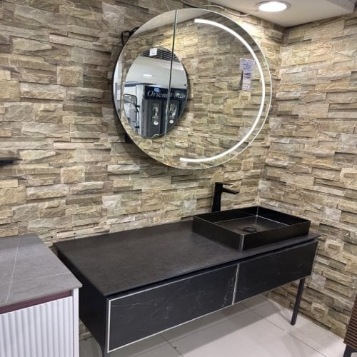 مغسلة دولاب خشب رمادي مرخم 120 سم