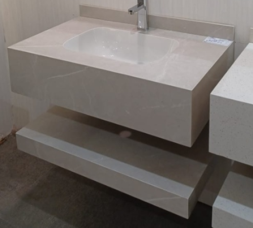 "مغسلة بورسلان حوض ليزر OS196 مقاس 80سم رمادي فاتح...