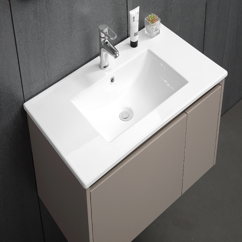 مغسلة خشب BMF رمادي غامق مع حوض سيراميك 80 سم مع م...