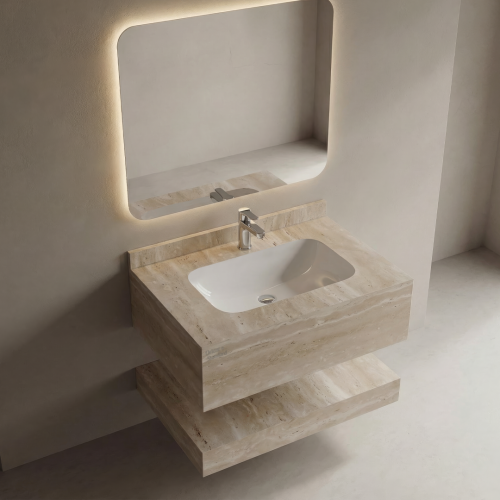 مغسلة بورسلان حوض ليزر مقاس 60 سم ترافرتينو بيج مط...