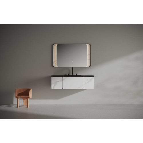 مغسلة دولاب خشب أبيض مرخم 120 سم