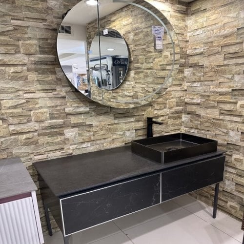 مغسلة دولاب خشب رمادي مرخم 120 سم