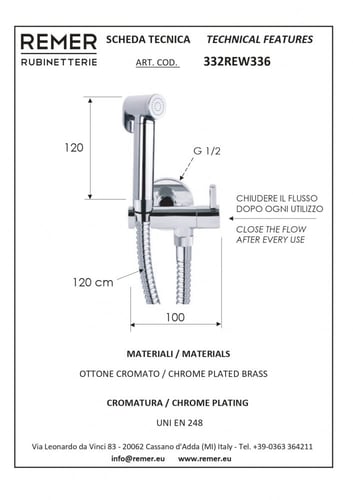 شطاف ضغط REMER كروم وسكر زاوية
