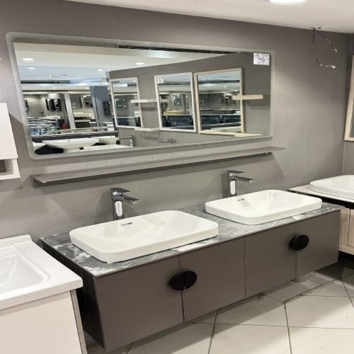 مغسلة خشب رمادي لؤلؤي مقاس 120سم