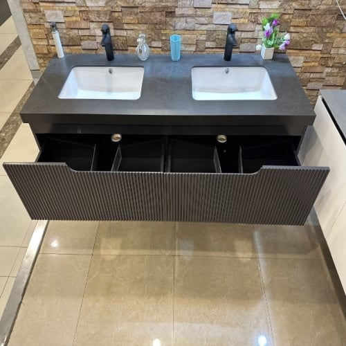 مغسلة دولاب خشب حوضين أسود 160سم