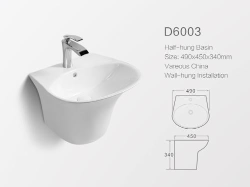 مغسلة سيراميك تعليق 02120405 ابيض دائري 490*450*34...