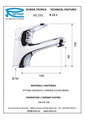 خلاط مغسلة REMER اتوماتيك كروم رقبة طويلة