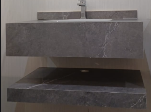 "مغسلة بورسلان حوض ليزر OS196 مقاس 80 سم رمادي غام...