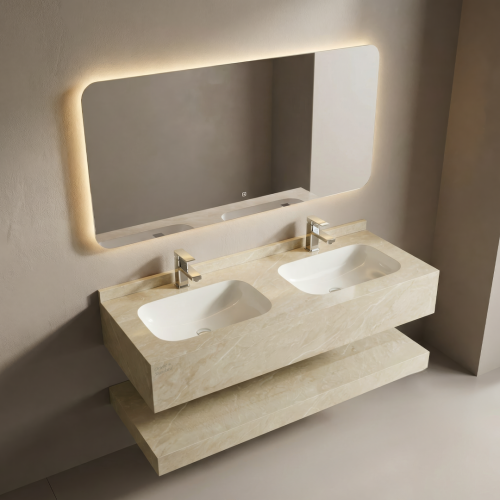 "مغسلة بورسلان حوض ليزر OS176 مقاس 120 سم بيج مرخم...