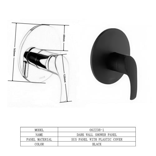 مسكة خلاط دش مخفي OS2238-1 خط واحد اسود دائري مع ا...