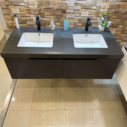 مغسلة دولاب خشب حوضين أسود 160سم