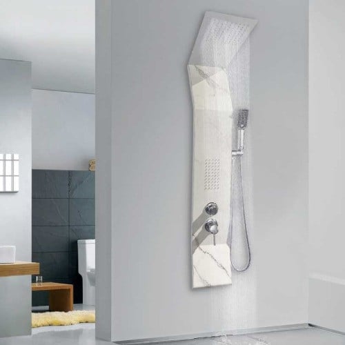 دش جداري استيل أبيض رخامي