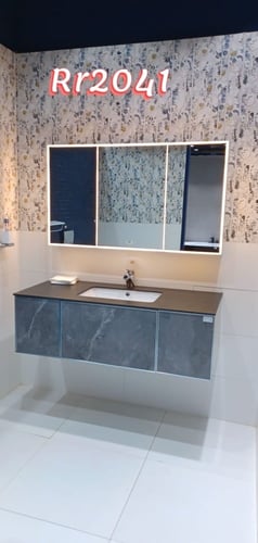 مغسلة دولاب خشب رصاصي مرخم 120 سم