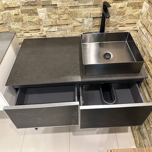 مغسلة دولاب خشب رمادي مرخم 120 سم