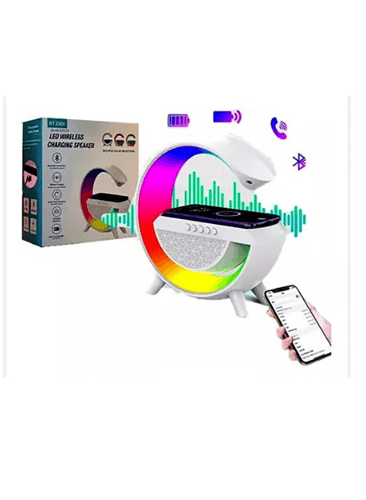 سماعة بلوتوث مع شاحن لاسلكي واضائة رافصة + راديو