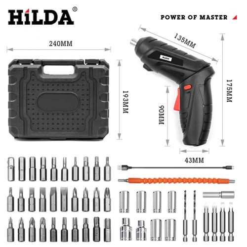 دريل مفك كهربائي متنقل قابل للشحن (46 قطعة)