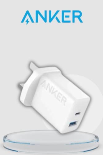 راس جداري انكر 20 واط 2 منفذ PD+ USB ضمان سنتين