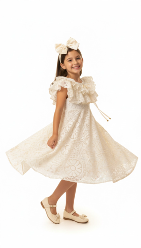 فستان بناتي (الفراشة العاجي) 3-8 سنوات