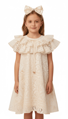 فستان بناتي (الفراشة العاجي) 3-8 سنوات