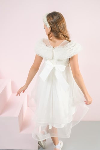 فستان بناتي الزهرة البيضاء( 6 الى 16 سنه )