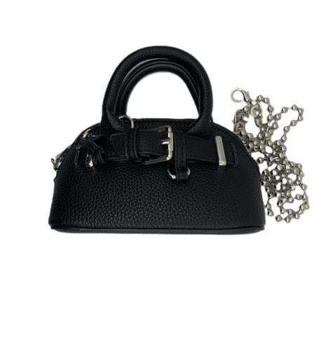 حقيبة يد صغيرة جلد محبب مع سلسلة معدنية – أزرق فات...