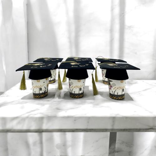 قبعات تخرج للكاسات – مع هدب ذهبي – عدد 6 حبات