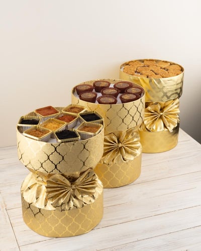 طقم 3 صواني تقديم ضيافة من الجلد