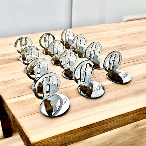 توزيعات زواج فضية– عروس وعريس مع عود فاخر (عدد 12)