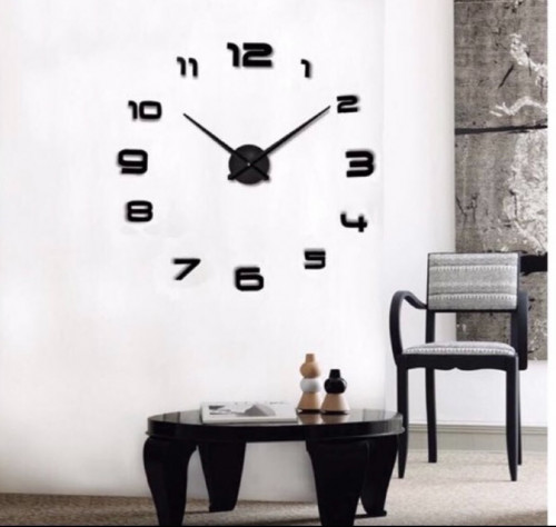 ساعة حائط 3D بلون أسود موديل 008B