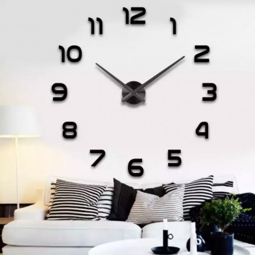 ساعة حائط 3D بلون أسود موديل 002B