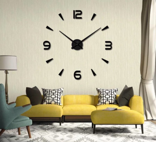 ساعة حائط 3D بلون أسود موديل 004B