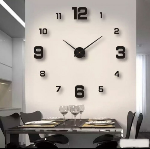 ساعة حائط 3D بلون أسود موديل 005B