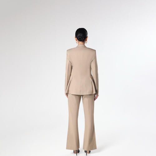 مجموعة بدلة رسمية منسوجة من اللينن بلون البيـج الن...