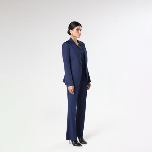 مجموعة بدلة رسمية منسوجة من اللينن بلون الكـحلي ال...