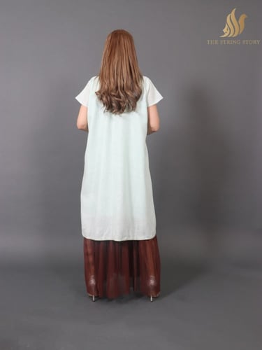 جلابية بقماش لينن مع تل بني