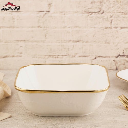 بادية مربع ابيض مزخرف مذهب